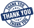 Thank you blue grunge round rubber stamp