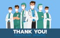 Thank you brave healthcare working for the fight against covid-19 coronavirus infection. Vector Royalty Free Stock Photo