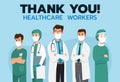 Thank you brave healthcare working for the fight against covid-19 coronavirus infection. Vector illustration Royalty Free Stock Photo