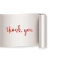 Thank you brush pen lettering on realistic curled ribbon, handwr