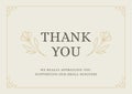 Thank you business support vintage card banner romantic flower curved frame line design template vector illustration.