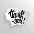 Thank you calligraphy hand lettering on cloud vector illustration.