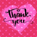 Thank you calligraphy Valentine's day card Royalty Free Stock Photo