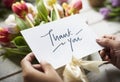 Thank You card with bouquet of flowers Royalty Free Stock Photo