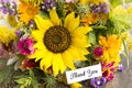 Thank You Card with Bouquet of Summer Flowers Royalty Free Stock Photo