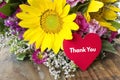 Thank You Card with Bouquet of Summer Flowers Royalty Free Stock Photo
