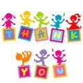 Thank you card with cartoon kids Royalty Free Stock Photo