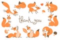 Thank You Card with Cute Squirrels.