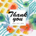 Thank you card decorated with watercolor floral elements.