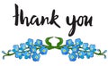 Thank you card with forget me not flowers Royalty Free Stock Photo