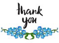 Thank you card with forget me not flowers Royalty Free Stock Photo