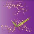 Thank you card. Hand drawn golden design. Perfect for weddings, birthdays, party invitations layout