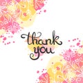 Thank you card. Hand drawn lettering design. Royalty Free Stock Photo