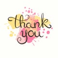 Thank you card. Hand drawn lettering design. Royalty Free Stock Photo