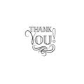 Thank you card, handwritten lettering, calligraphic line vignette decor