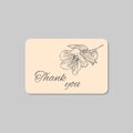 Thank you card with hawaii hibiscus flower. Vintage grunge marriage design template, floral artwork. Vector illustration