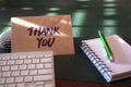Thank you card inside an envelope Royalty Free Stock Photo