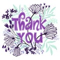 Thank you card with lettering and flowers