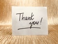 Thank you card with Lettering on glitter gold background