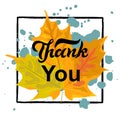 Thank You card with maple autumn leaf