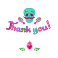 Thank you card with Mexican-themed design elements. Vector illustration.