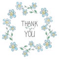 Thank you card. Stylish floral frame with text