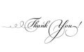 Thank You Card. Vector Calligraphy with Swirl. Royalty Free Stock Photo