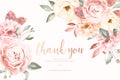 thank you card with vintage floral frame design illustration Royalty Free Stock Photo