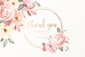 thank you card with vintage flowers vector illustration Royalty Free Stock Photo