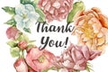 Thank you card with watercolor flowers