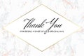 Design of Thank you card template. Marble texture.