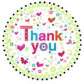Thank you circle greeting card with colorful flowers Royalty Free Stock Photo