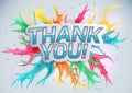 Thank you on a colored background.