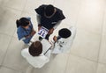 Thank you for coming so quickly. a group of doctors and nurses using a digital tablet during their meeting. Royalty Free Stock Photo