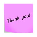 A Thank you 3d illustration post note reminder on white with clipping path