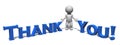 Thank You - 3D text in blue and 3D people with shadow on the floor