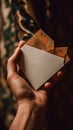 Thank you day. Close up of woman holding blank paper in hands