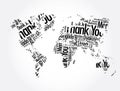 Thank You in different languages word cloud in shape of World Map, concept background Royalty Free Stock Photo