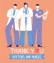 Thank you doctors and nurses, female and male physician and nurse staff Royalty Free Stock Photo