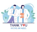 Thank you doctors and nurses, male and female physician with medical report Royalty Free Stock Photo