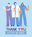 Thank you doctors and nurses, physician and male female nurses group medical