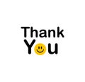 Thank you with emoticon. Cheerful gratitude and warm address to friend