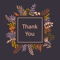 Thank you floral twigs branches frame greeting card