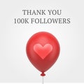 Thank you follower like subscription heart air balloon social media post design template vector