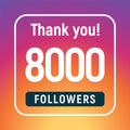 Thank you 8000 followers congratulation subscribe. 8k like follow anniversary Royalty Free Stock Photo