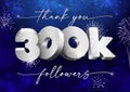 300 K followers 3D fireworks blue