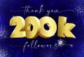 200 K followers 3D fireworks blue