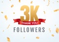 Thank you 3000 followers design template social network number anniversary