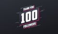 Thank you 100 followers, Greeting card template for social networks