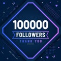 Thank you 100000 followers, 100K followers celebration modern colorful design